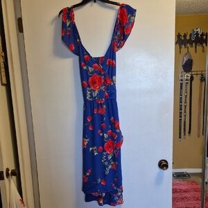 Skies Are Blue Flutter Sleeve High Low Sundress